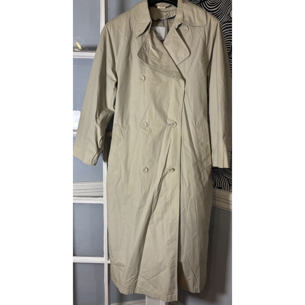 London Fog Trench Coat Rain Tan Khaki Women Size 14